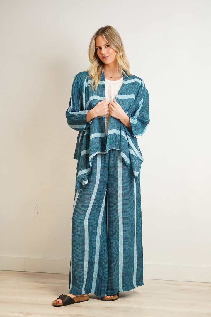 Bianca Jacket Gemstone Blue Stripe Woven