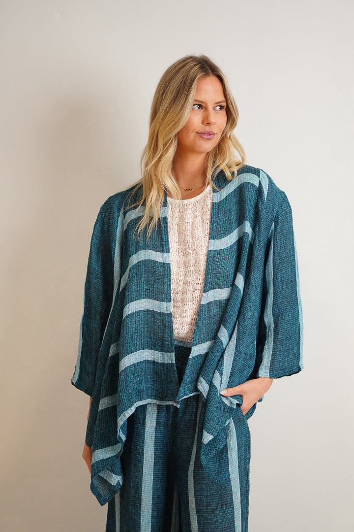 Bianca Jacket Gemstone Blue Stripe Woven