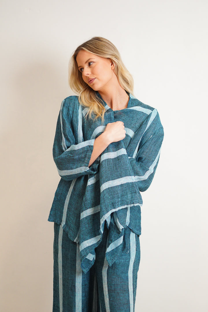 Bianca Jacket Gemstone Blue Stripe Woven