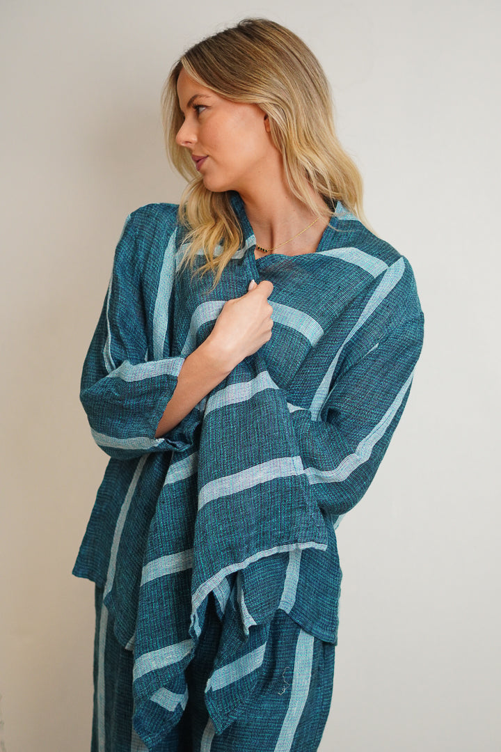 Bianca Jacket Gemstone Blue Stripe Woven