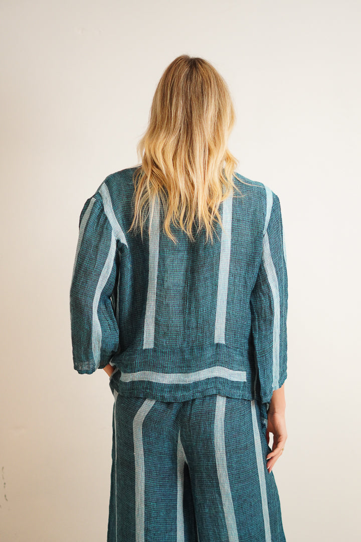 Bianca Jacket Gemstone Blue Stripe Woven