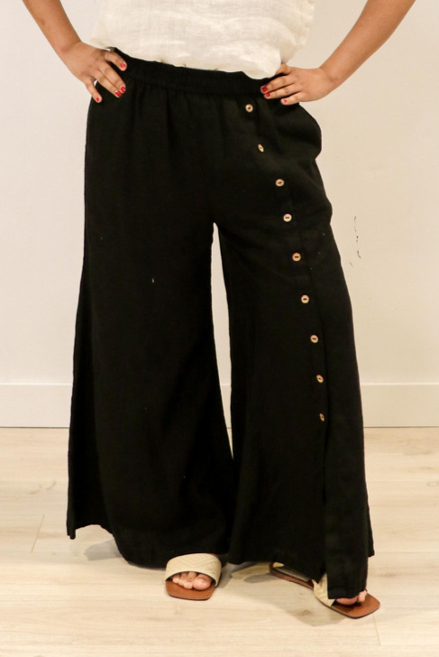 Bruna Button Wide Legged Pants Black