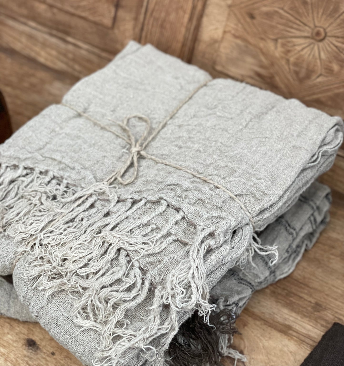 Angaston Fringed Linen Bed Throw