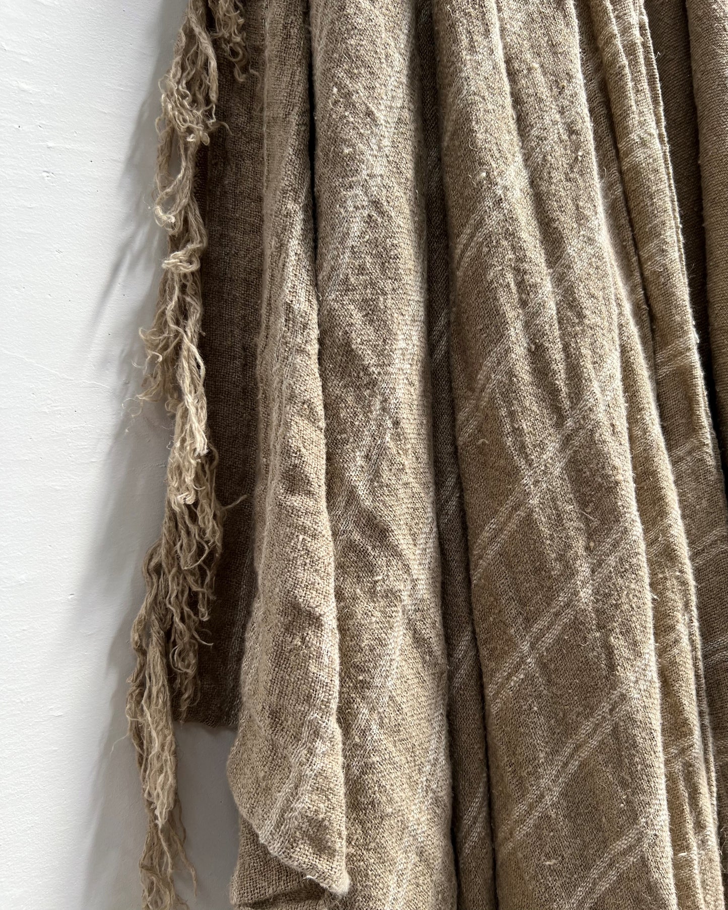 Bed Throw/Table Cloth - White Stripe-Angaston Handloomed 100% Linen 150X220Cm