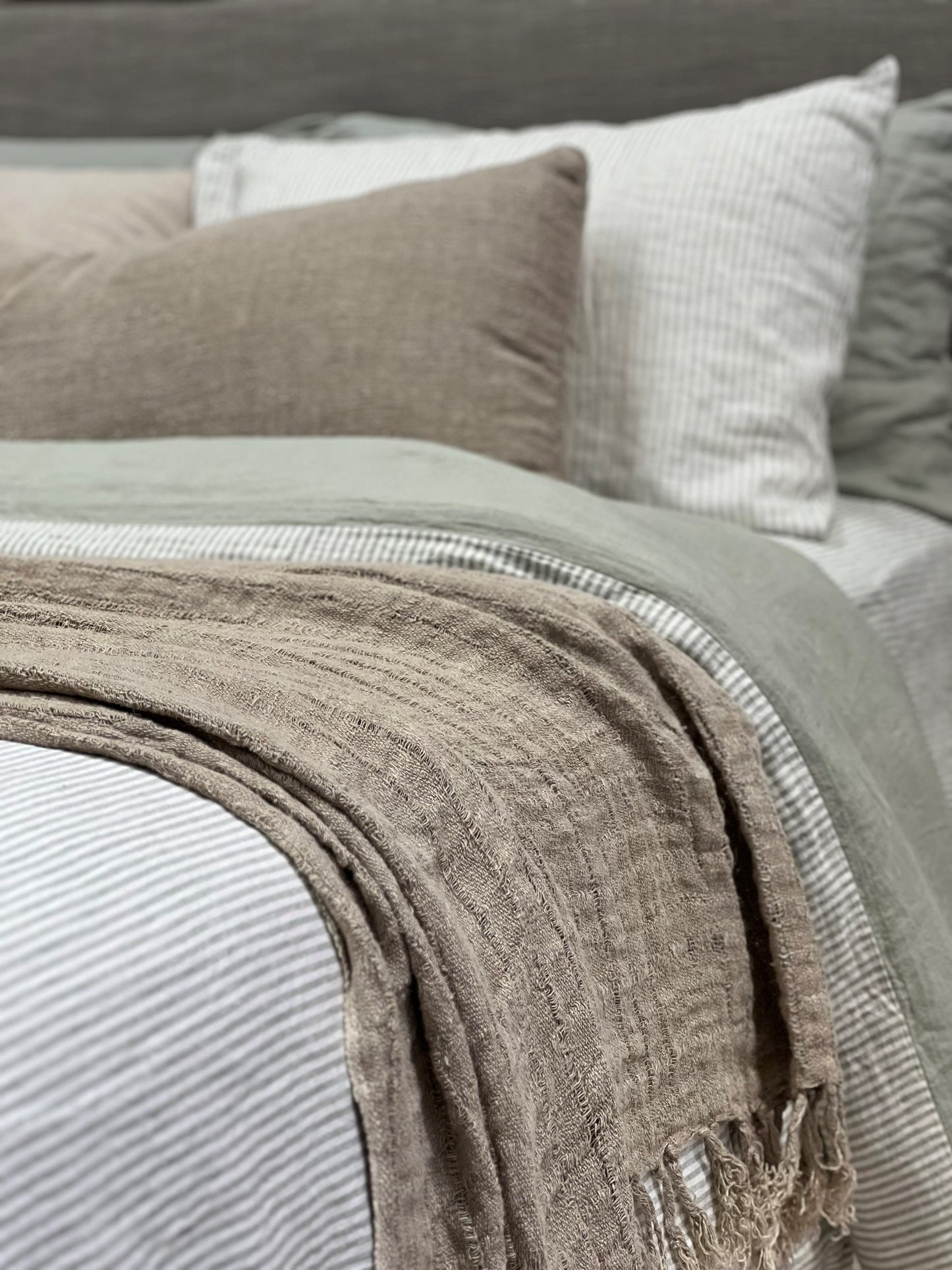 Audrey Linen Bed Throw Natural 130X220Cm