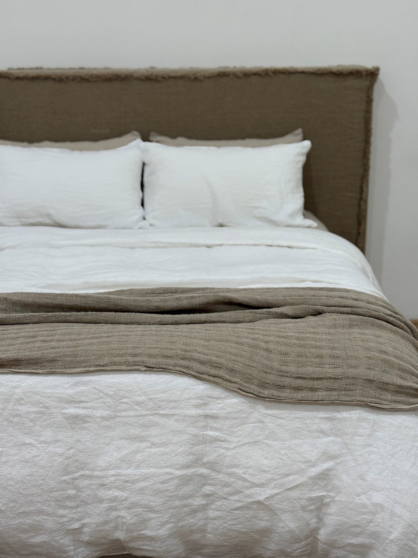 Audrey Linen Bed Throw Natural 130X220Cm