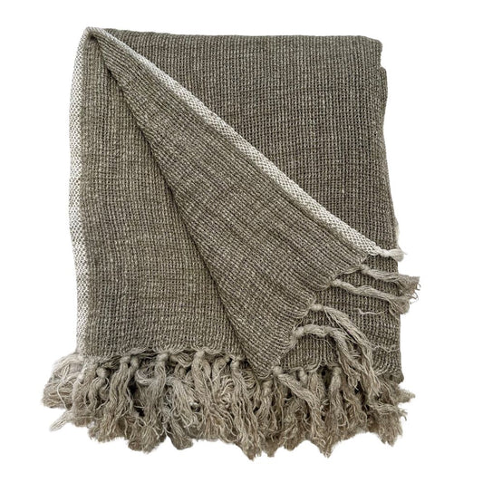 Audrey Linen Bed Throw Olive