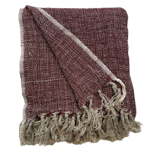 Audrey Linen Bed Throw Burgundy