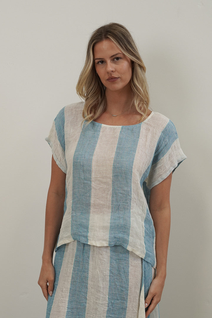 Carina Box Top Coastal Sky Stripes