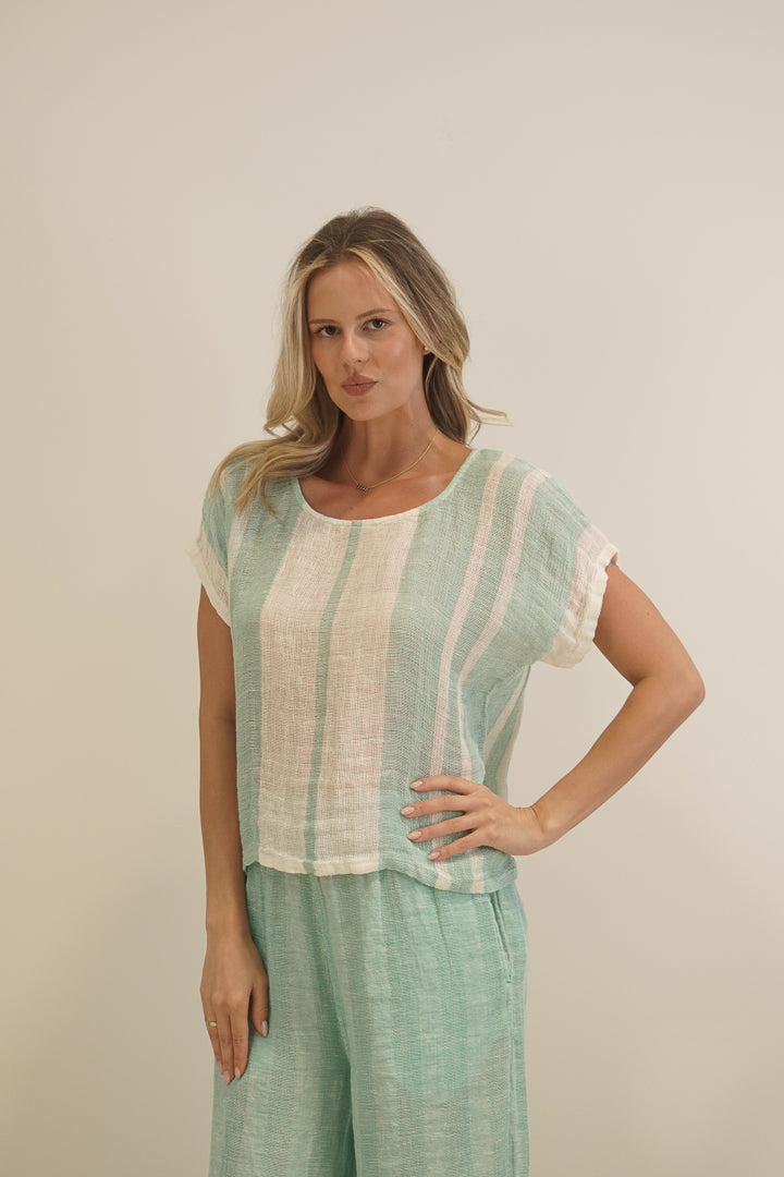 Carina Box Top Cascade Green Stripey