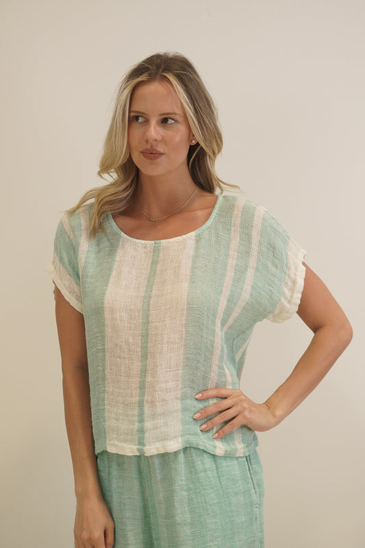 Carina Box Top Cascade Green Stripey