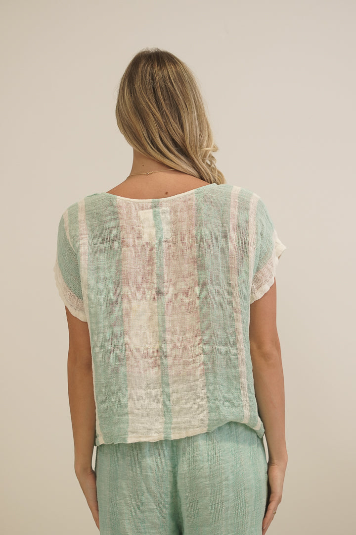 Carina Box Top Cascade Green Stripey