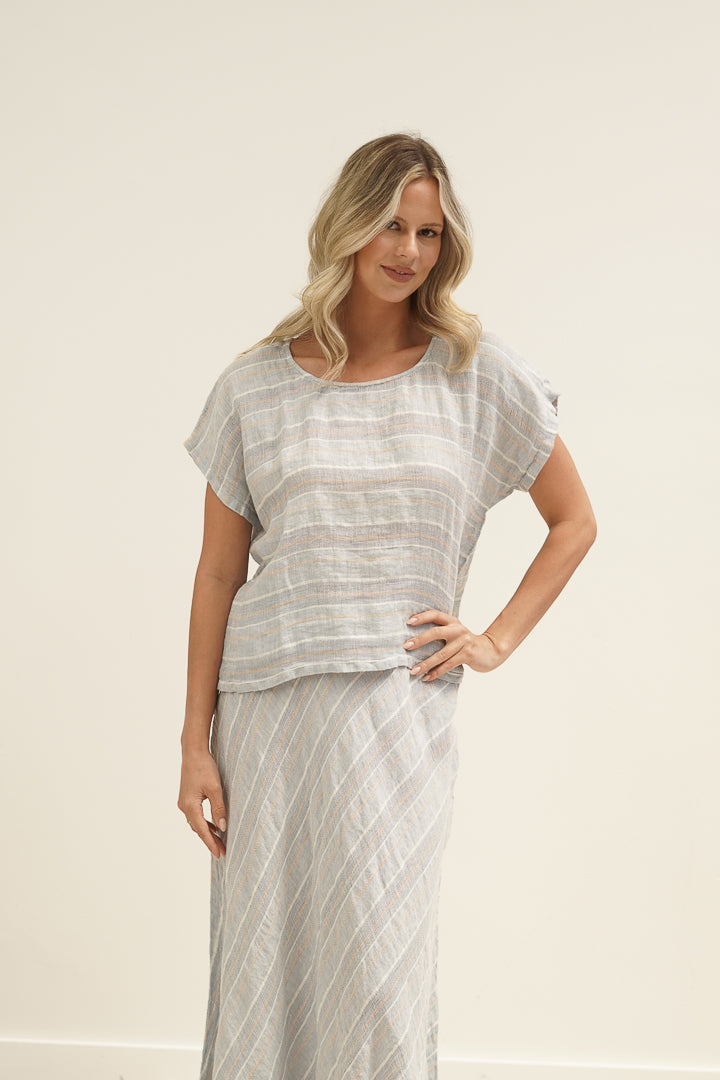 Carina Box Top Lemon Sorbet Multi Stripes