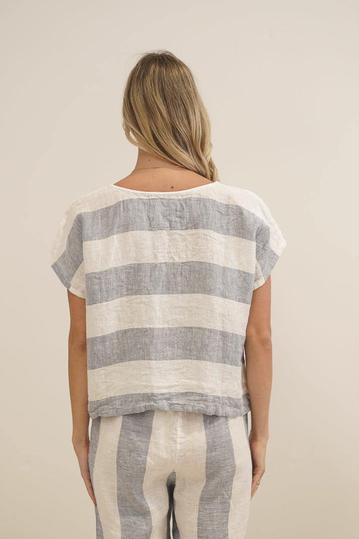 Carina Box Top Corn Blue Stripes