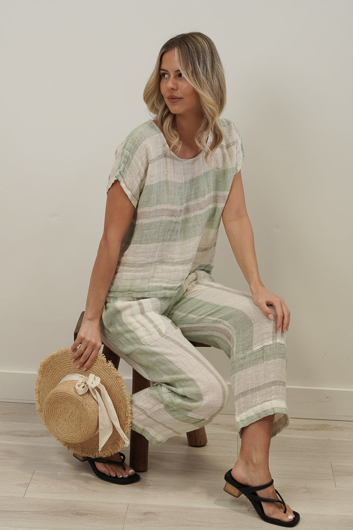 Carina Box Top Reseda Stripey