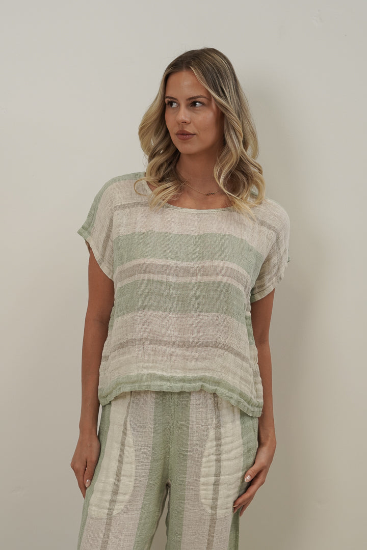 Carina Box Top Reseda Stripey