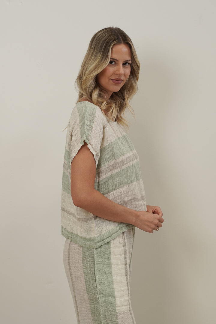 Carina Box Top Reseda Stripey