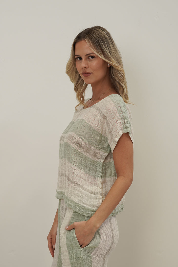 Carina Box Top Reseda Stripey