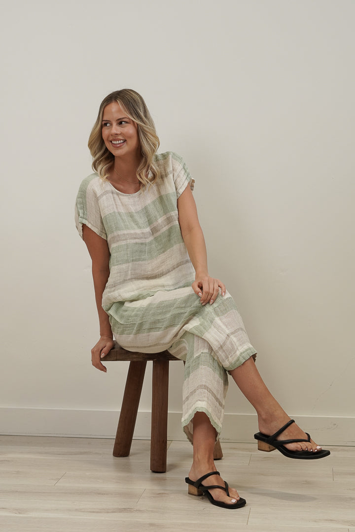 Carina Box Top Reseda Stripey