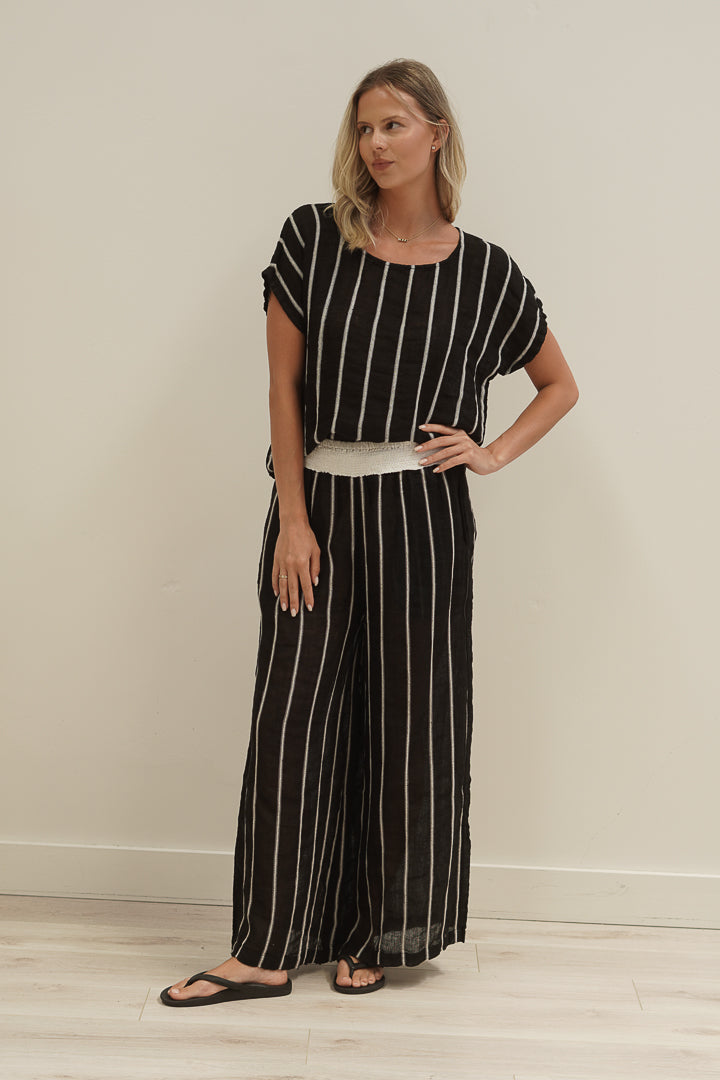 Carina Box Top Black Velvet Stripes