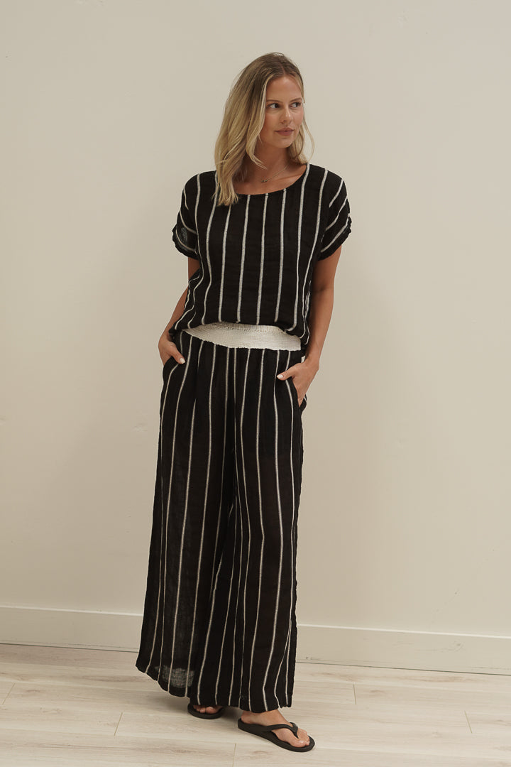 Carina Box Top Black Velvet Stripes