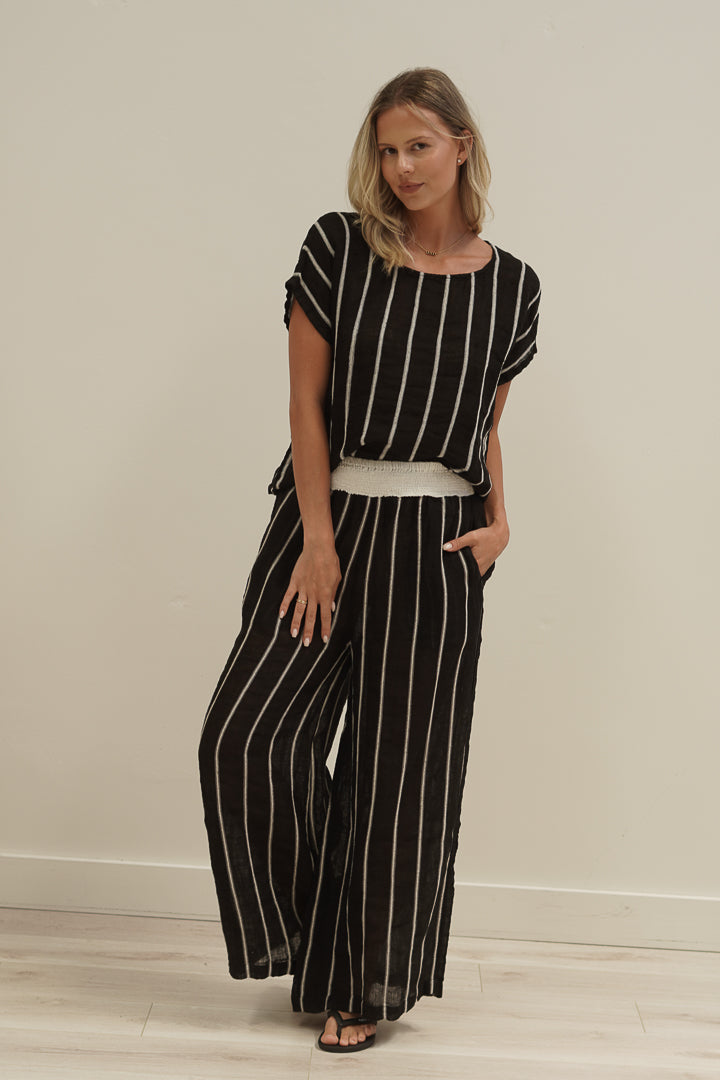 Carina Box Top Black Velvet Stripes