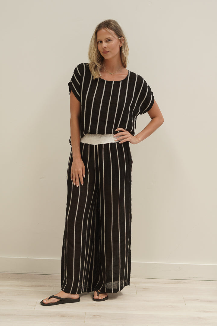 Carina Box Top Black Velvet Stripes