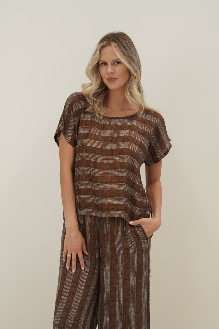 Carina Box Top Rust & White Stripe