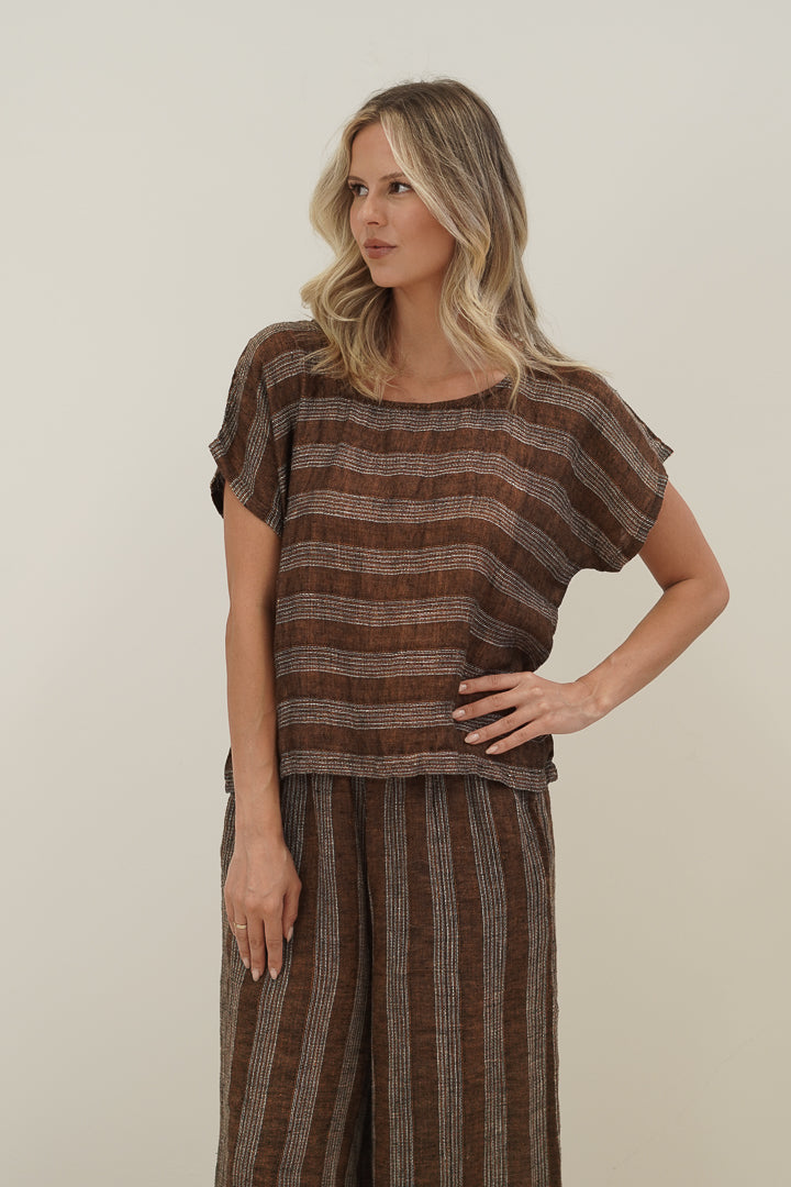 Carina Box Top Rust & White Stripe