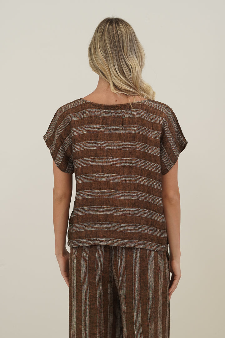 Carina Box Top Rust & White Stripe