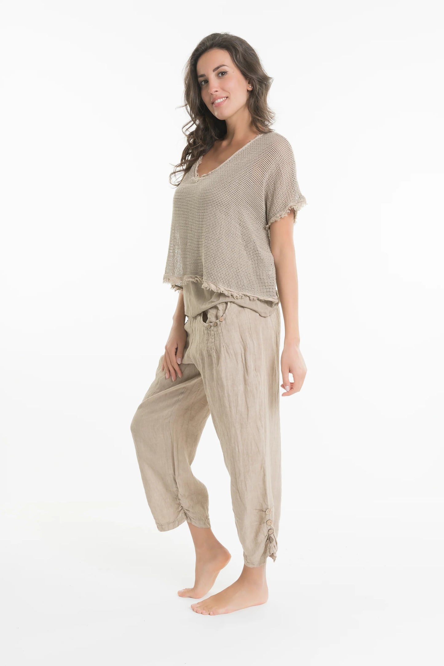 Button Linen Pants