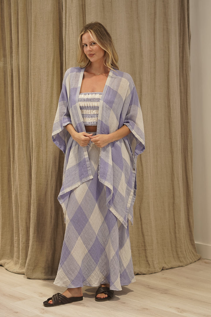 Carmen Cardigan Heather Blue Check