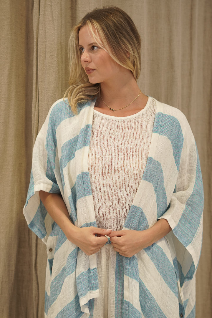 Carmen Cardigan Coastal Sky Stripes
