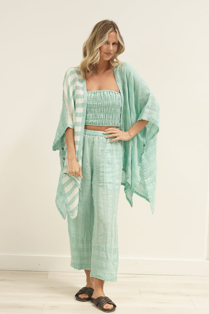 Carmen Cardigan Cascade Green Combo/Stripes