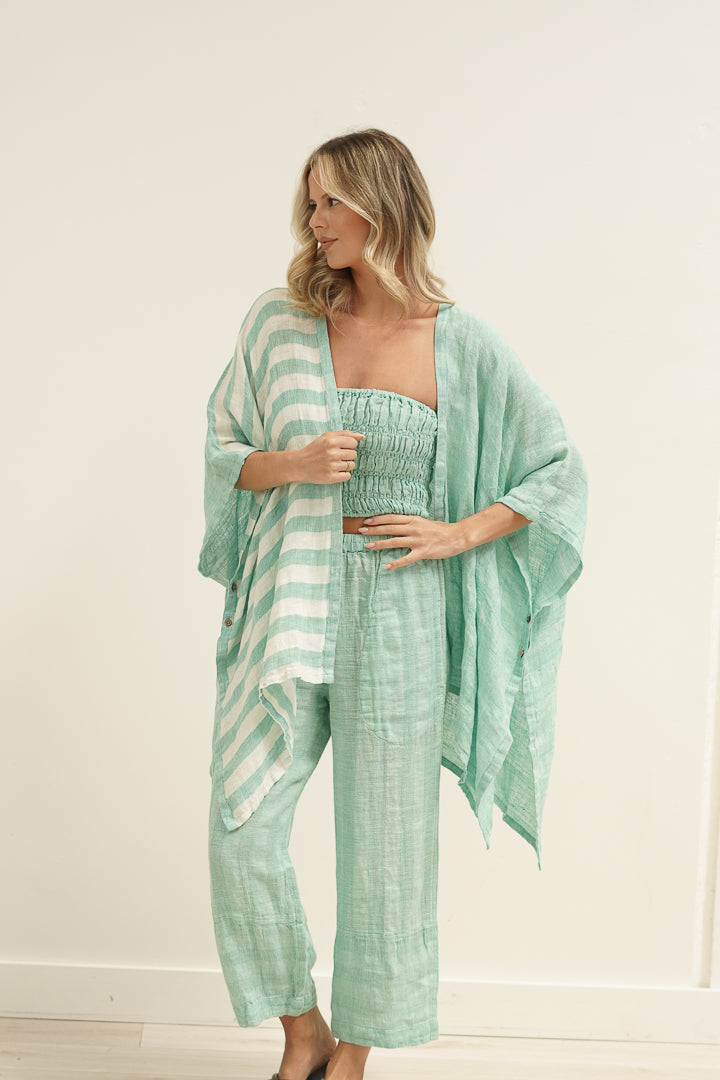 Carmen Cardigan Cascade Green Combo/Stripes