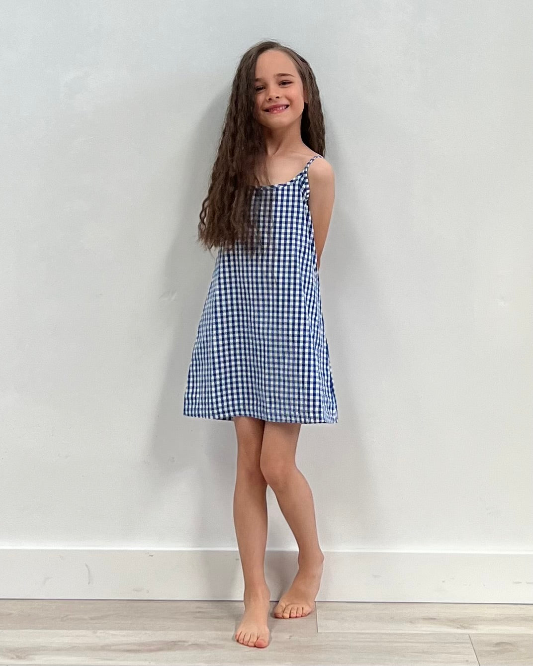Blue Check Slip Dress Child (Pack Of 4)