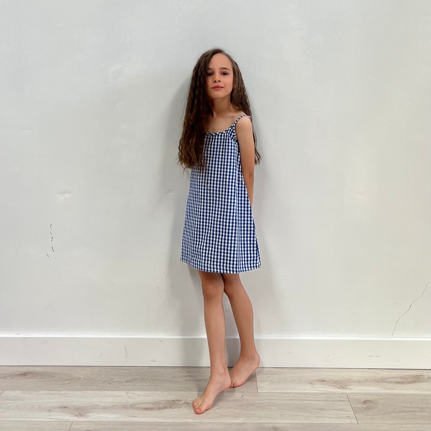 Blue Check Slip Dress Child (Pack Of 4)