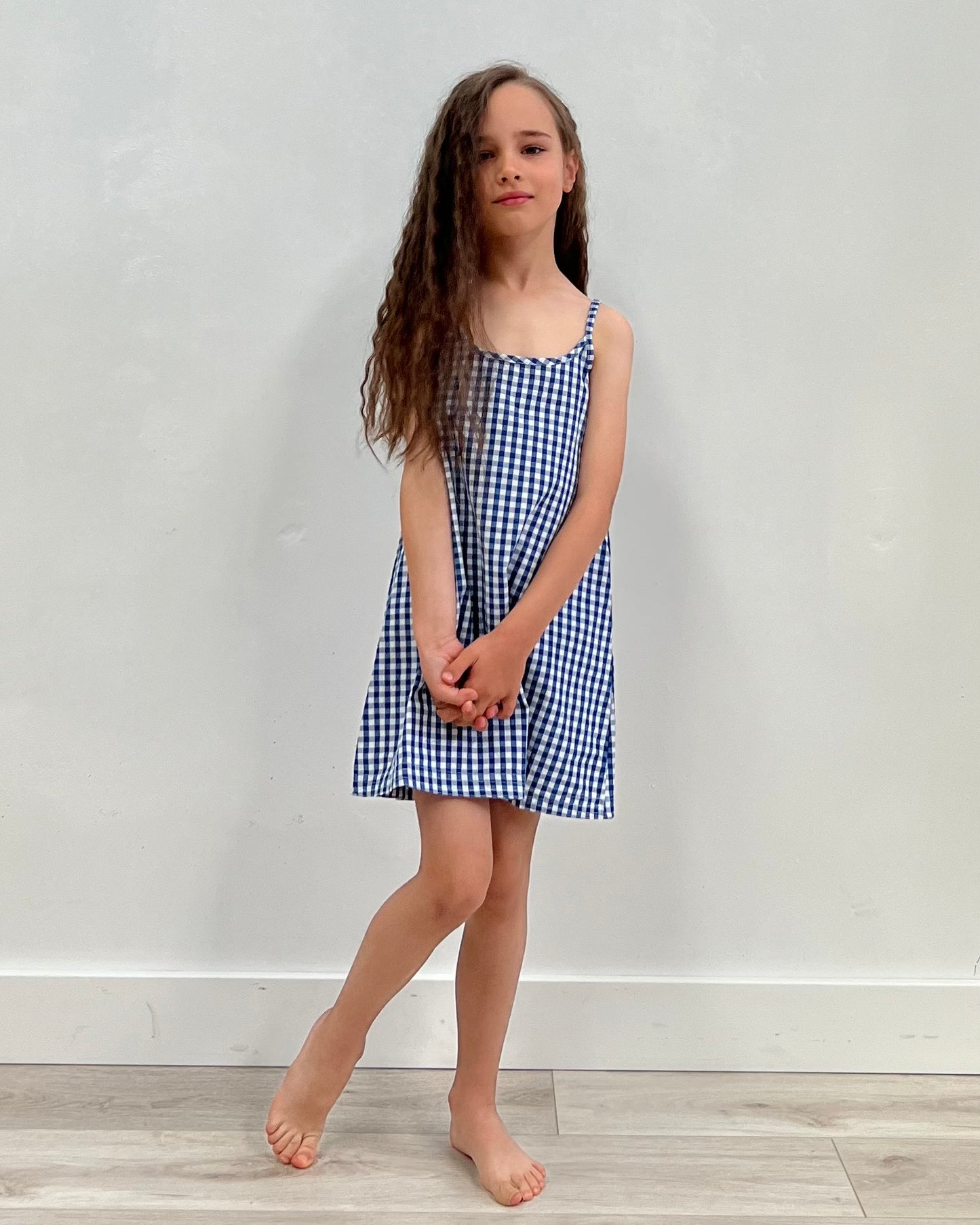 Blue Check Slip Dress Child (Pack Of 4)