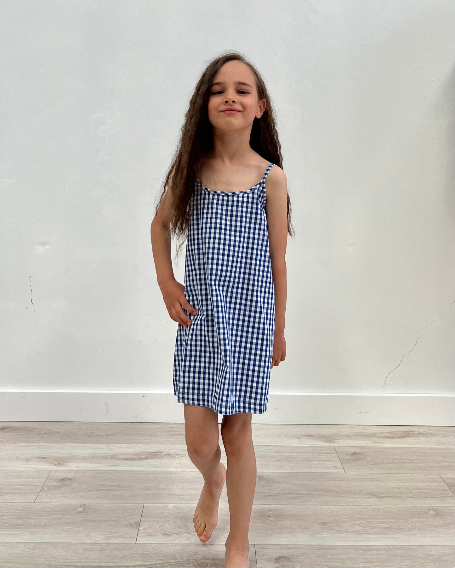 Blue Check Slip Dress Child (Pack Of 4)