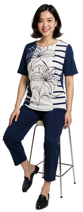 CLM539 – Boat Neck Print Tee (foil front)