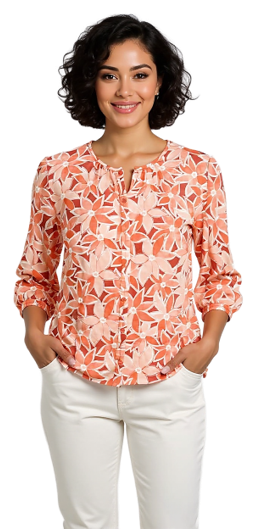 CLM553 – Print Round Neck Blouse (Sienna Floral)
