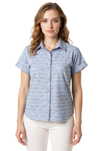 CLM559 – Denim Stripe Drop Shoulder Shirt
