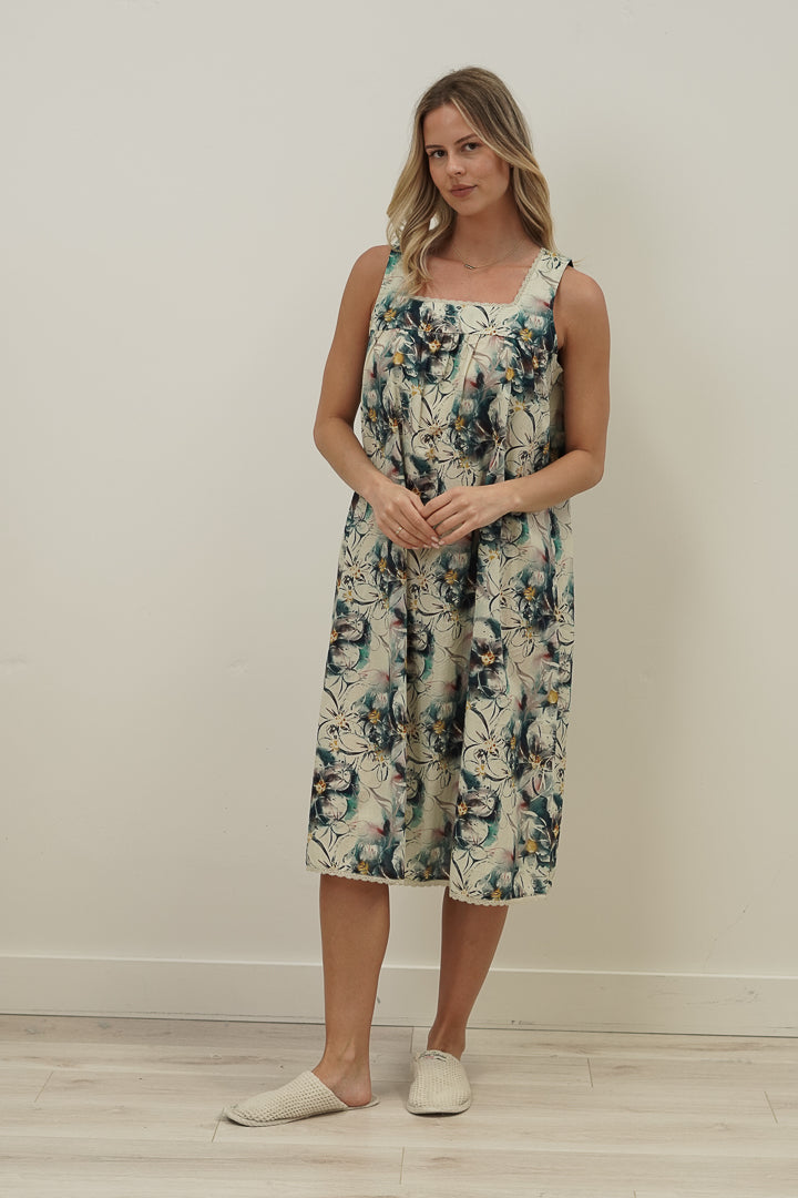 Coastal Botanical Blue Night Dress