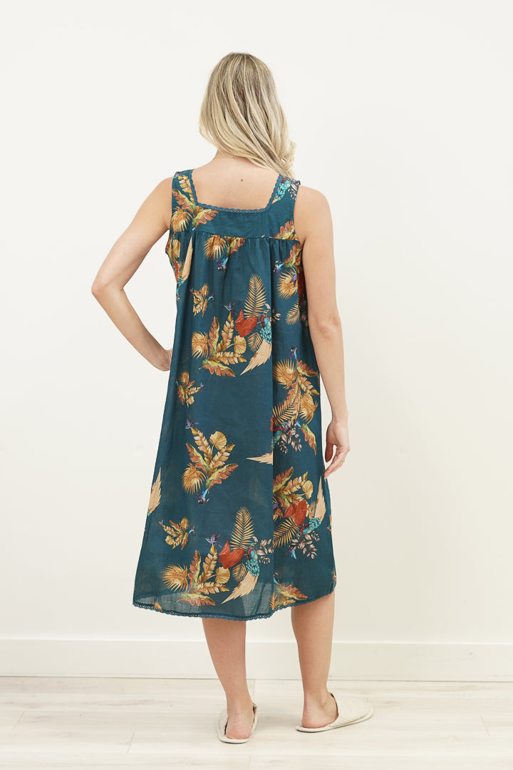 Autumn Leaf Petrol Blue Night Dress