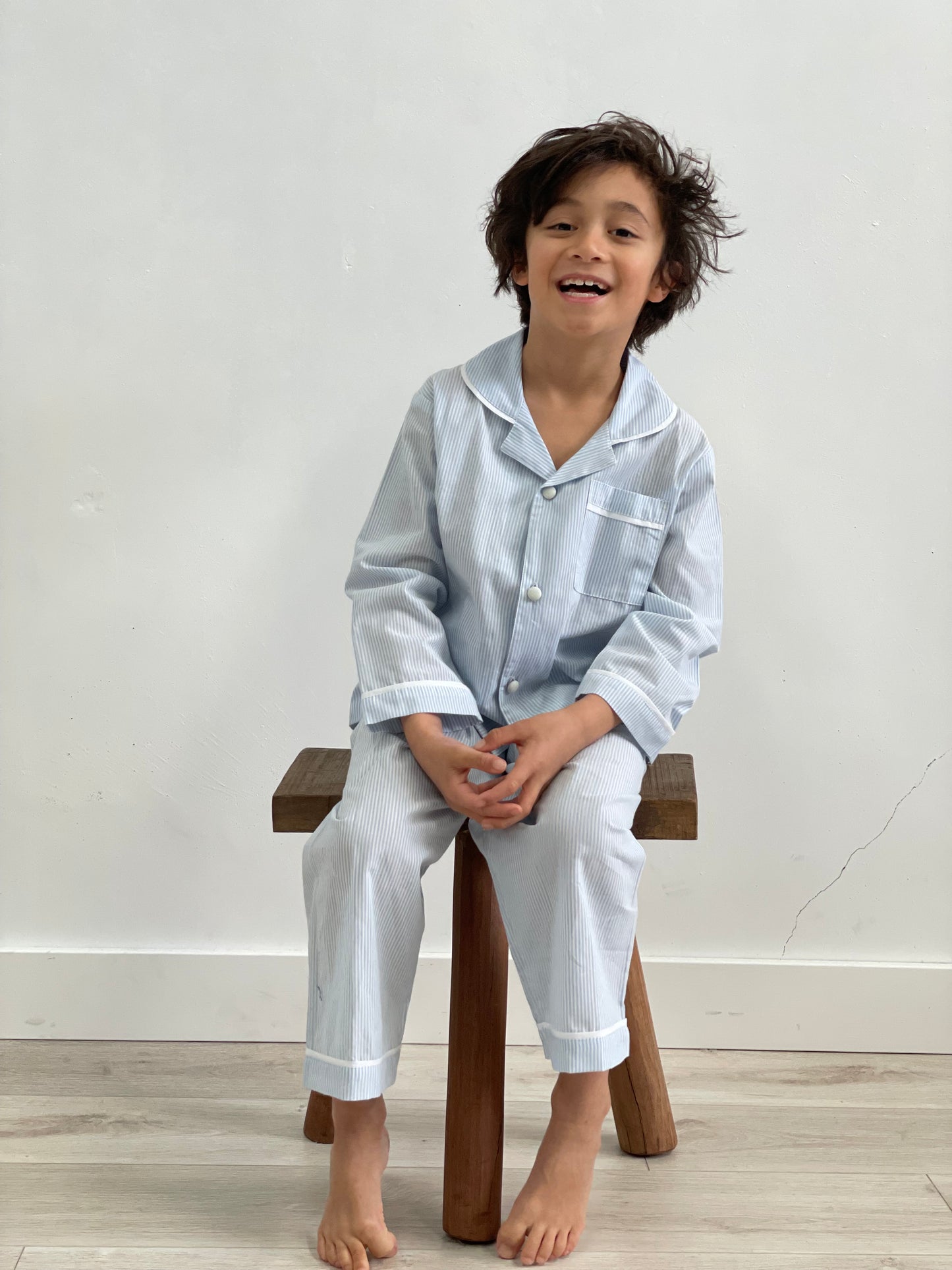 Pale Blue Pin Stripes Child'S Pj Set
