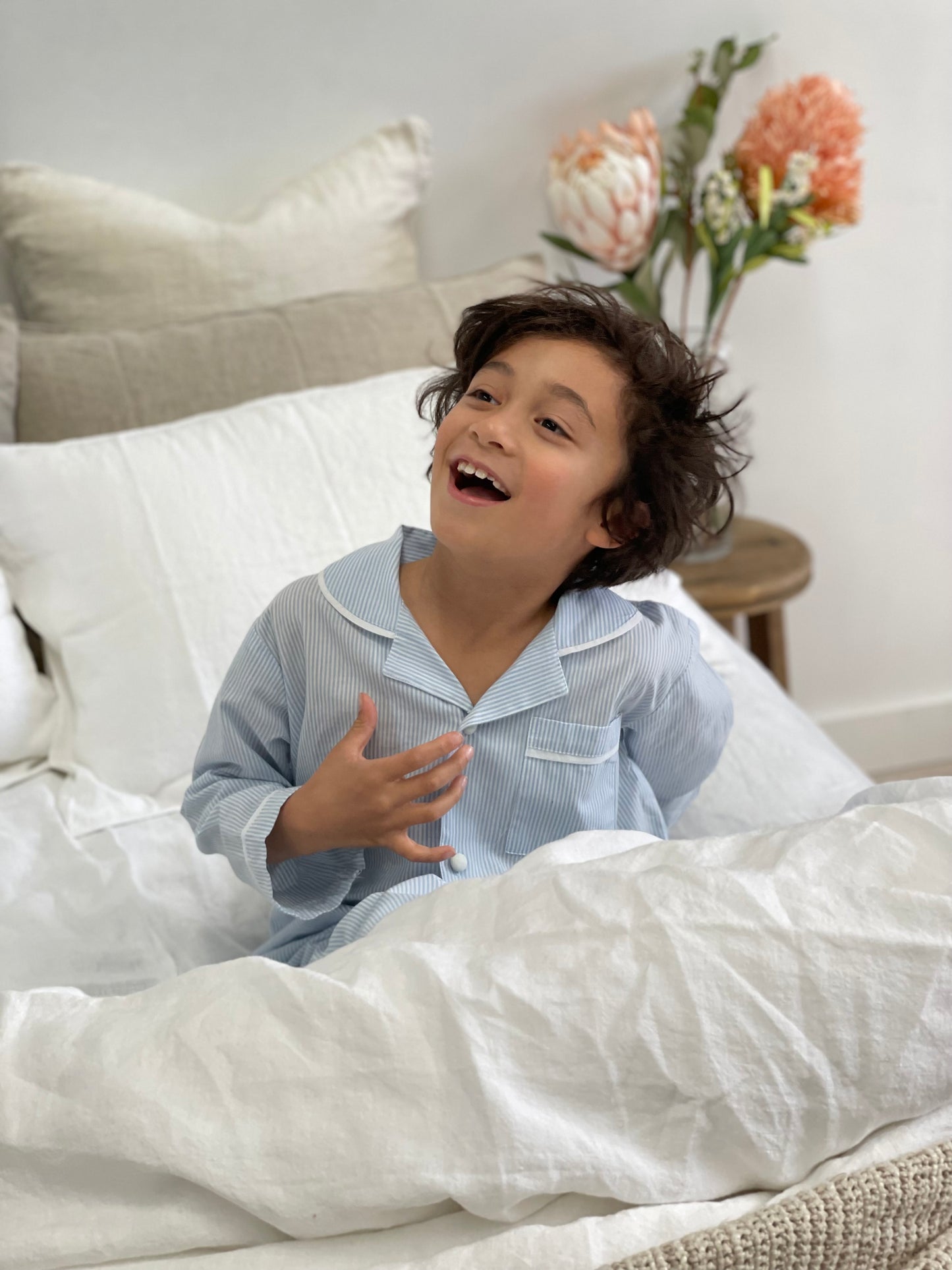Pale Blue Pin Stripes Child'S Pj Set