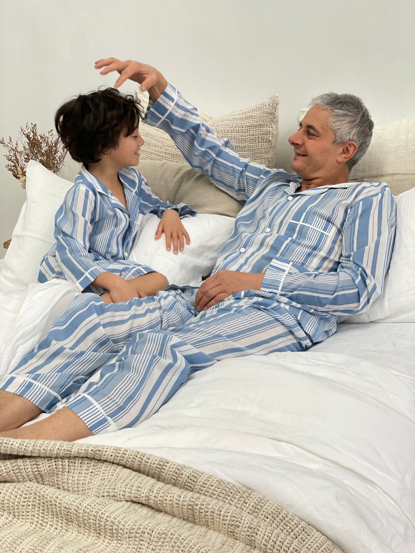 Cameron Blue Stripes Boy'S Full Pj Set