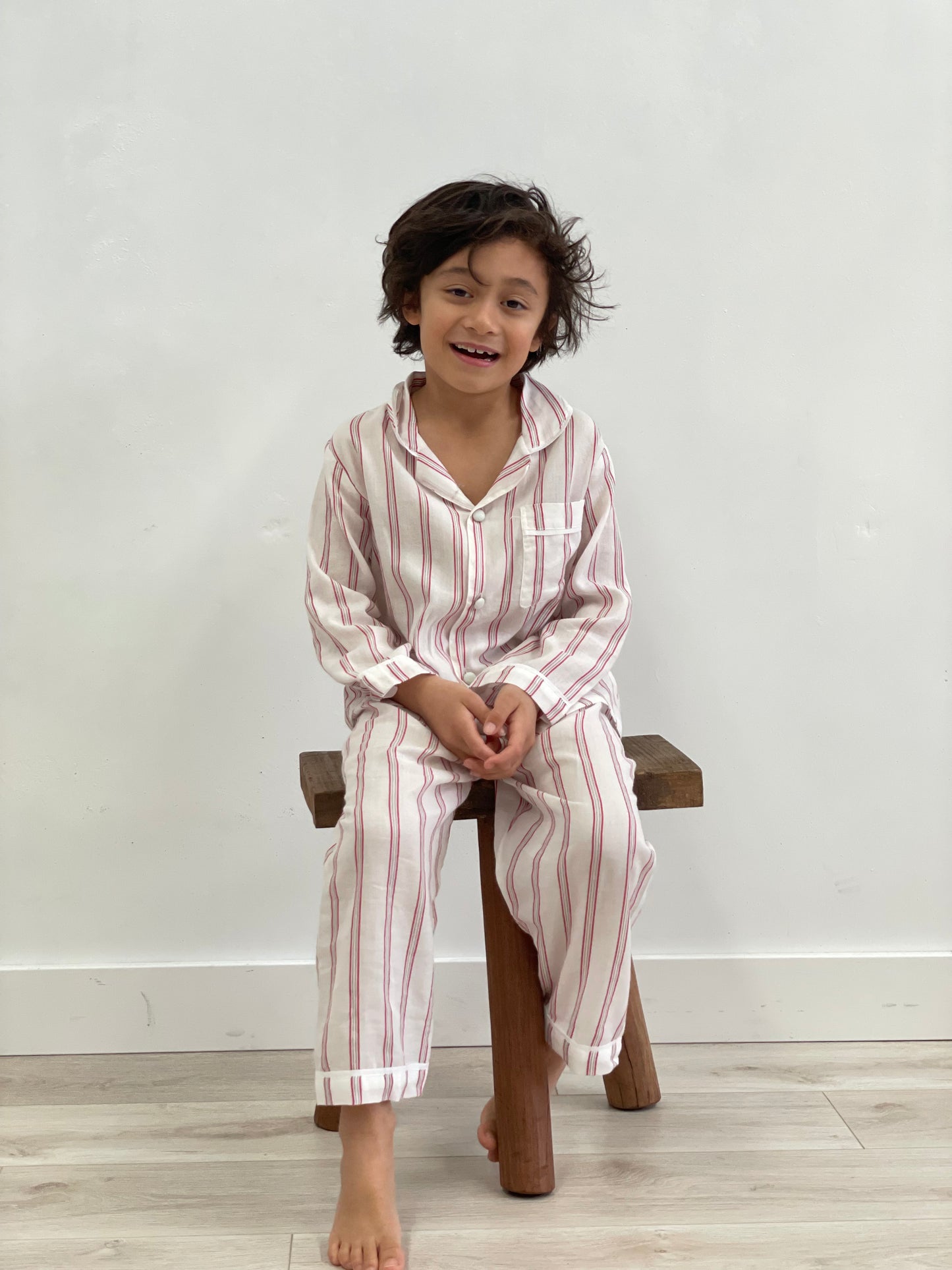 Cameron Red Stripes Boy'S Full Pj Set