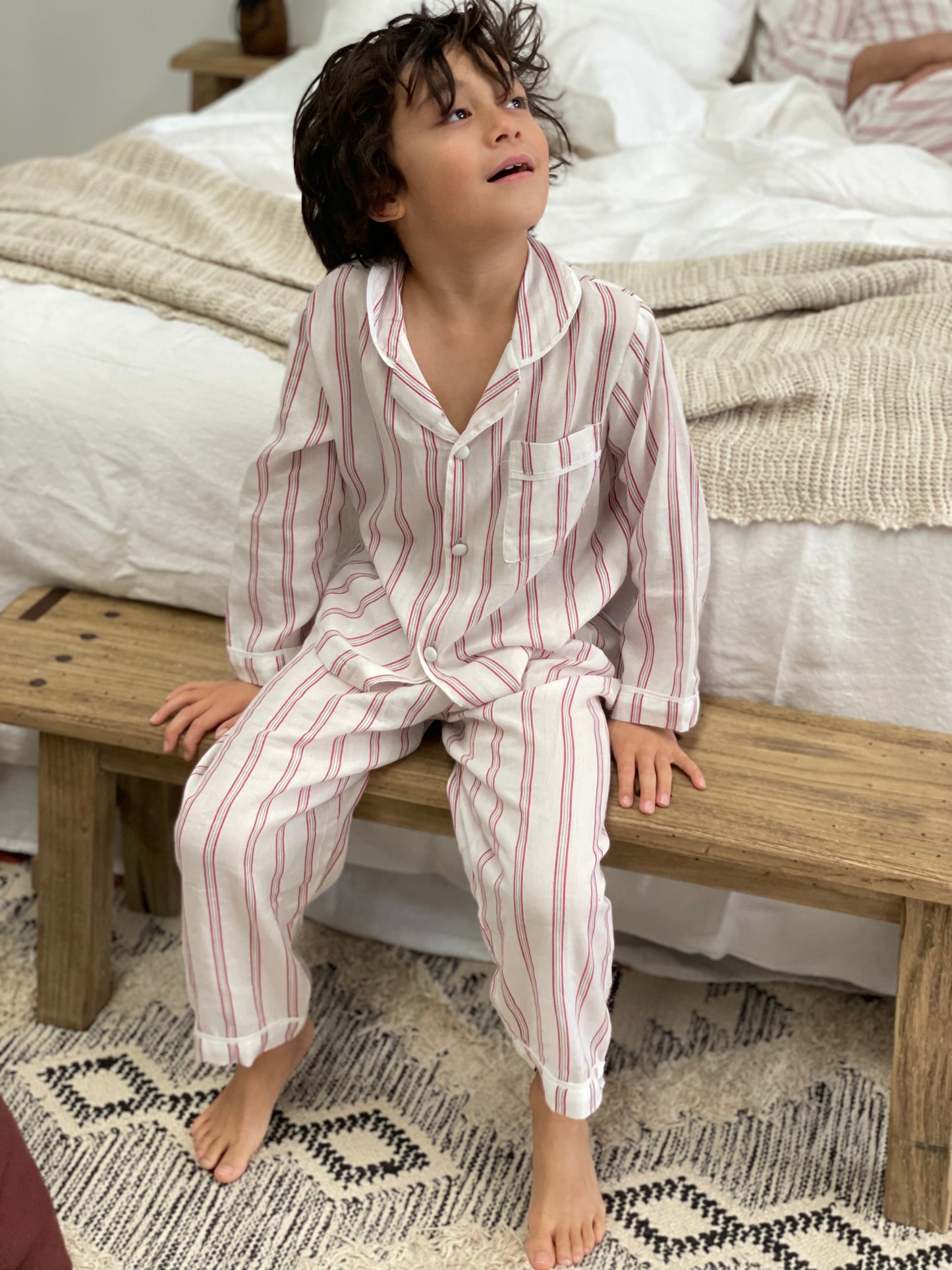 Cameron Red Stripes Boy'S Full Pj Set