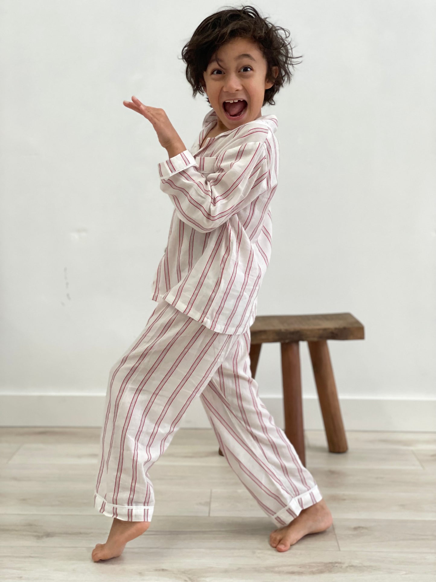 Cameron Red Stripes Boy'S Full Pj Set